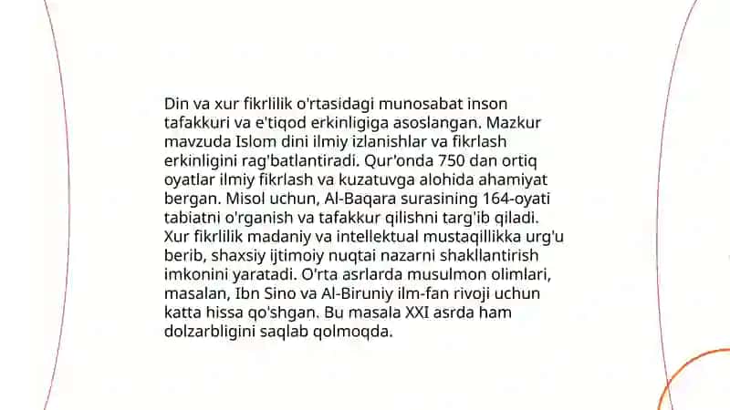 Din va xur fikrlilik 3