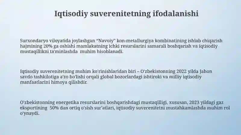 Iqtisodiy suverenitetning ifodalanishi 3