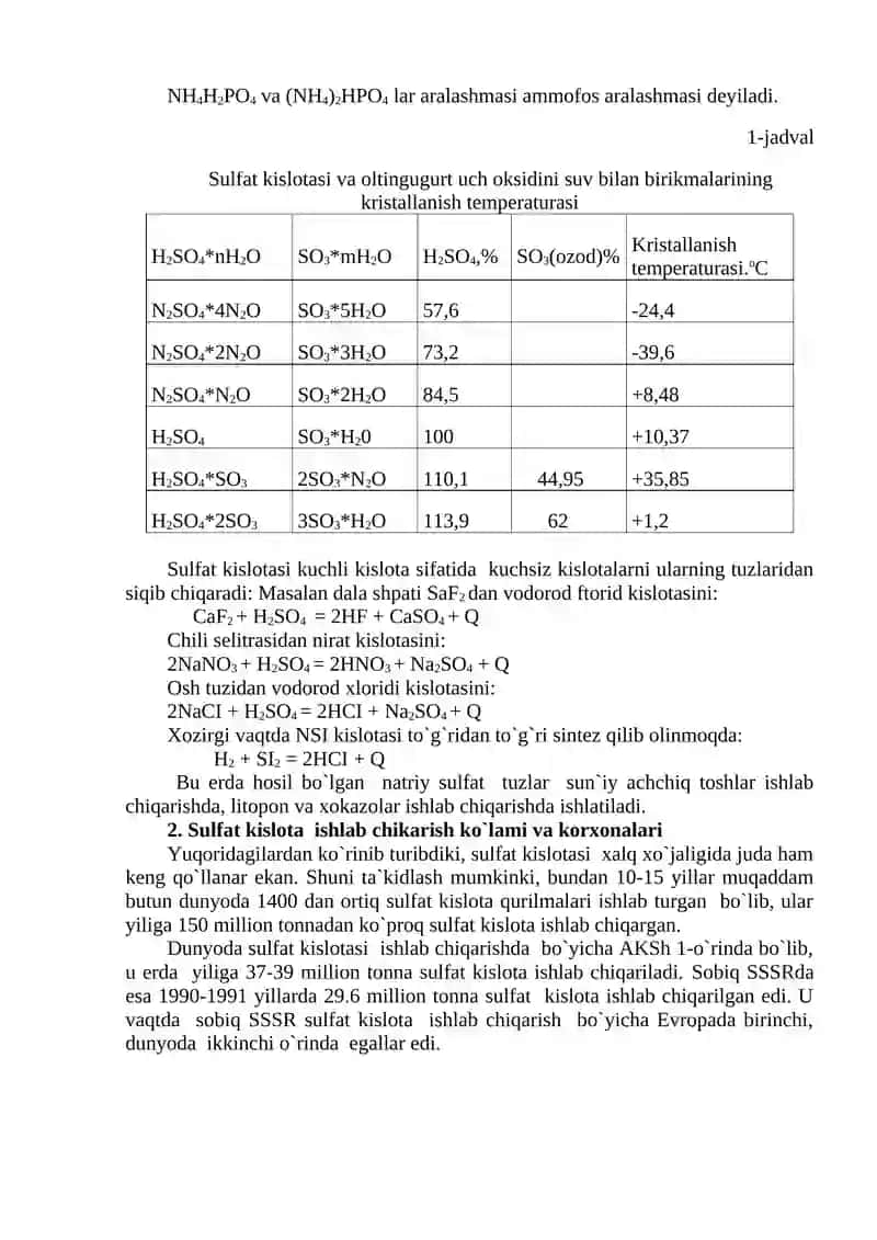 SULFAT KISLOTASI ISHLAB CHIQARISH TEXNOLOGIYASI 3