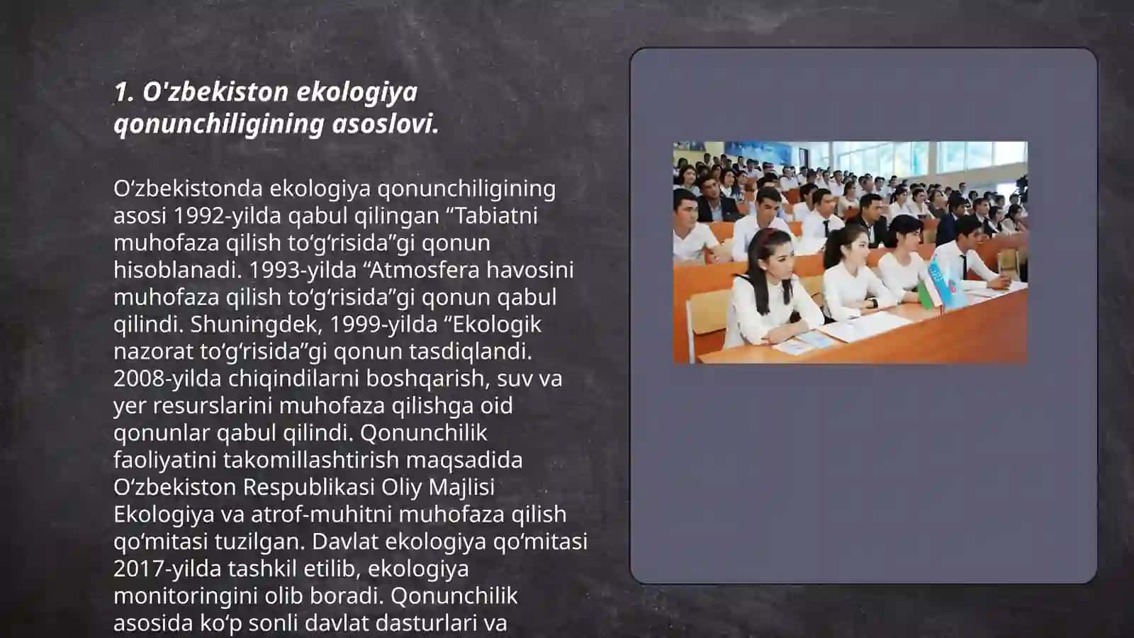 O'zbekistonning ekologiya qonunchiligi va uning samaradorligini oshirish xususiyatlari 3