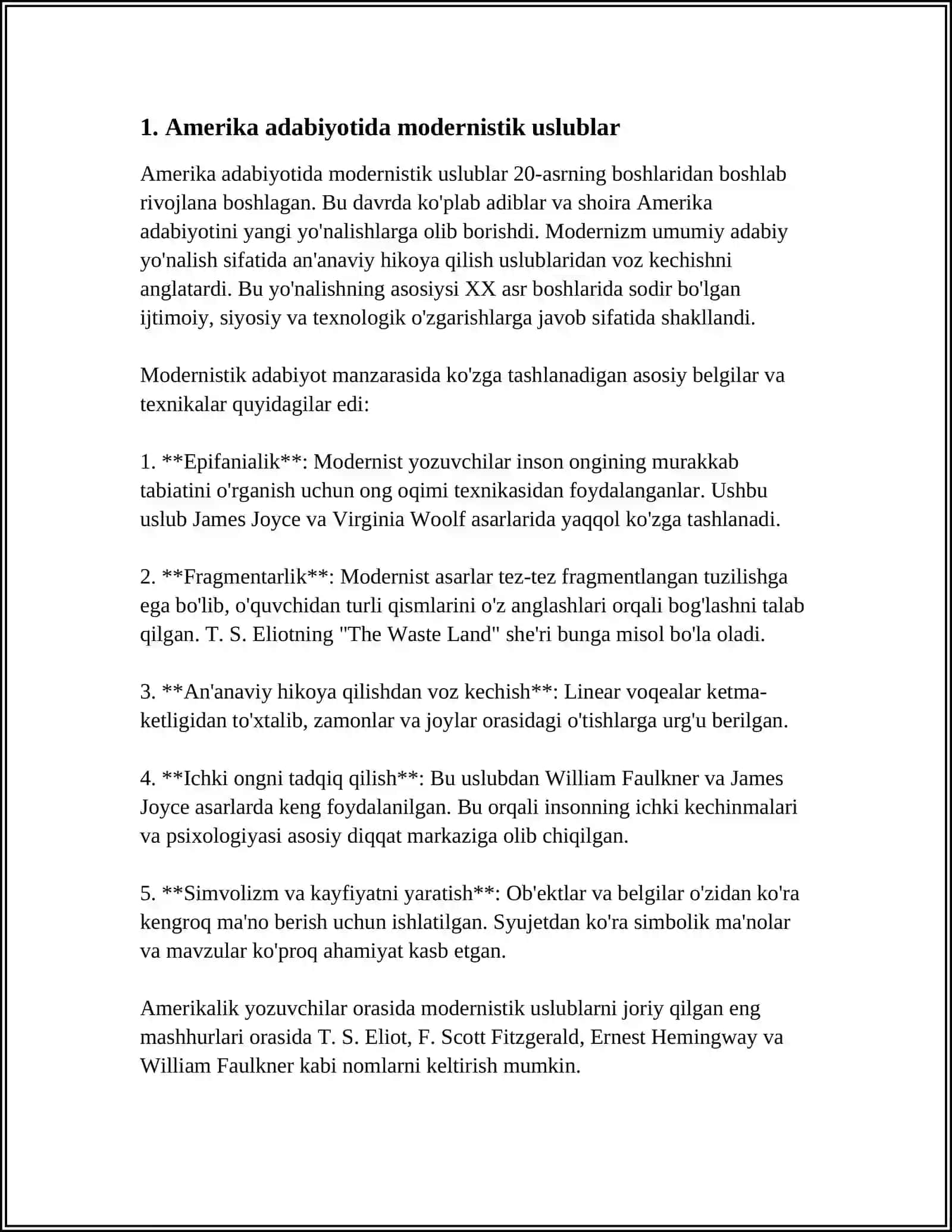 XX ASR AMERIKA ADABIYOTIDA MODERNISTIK OQIMLARI 3