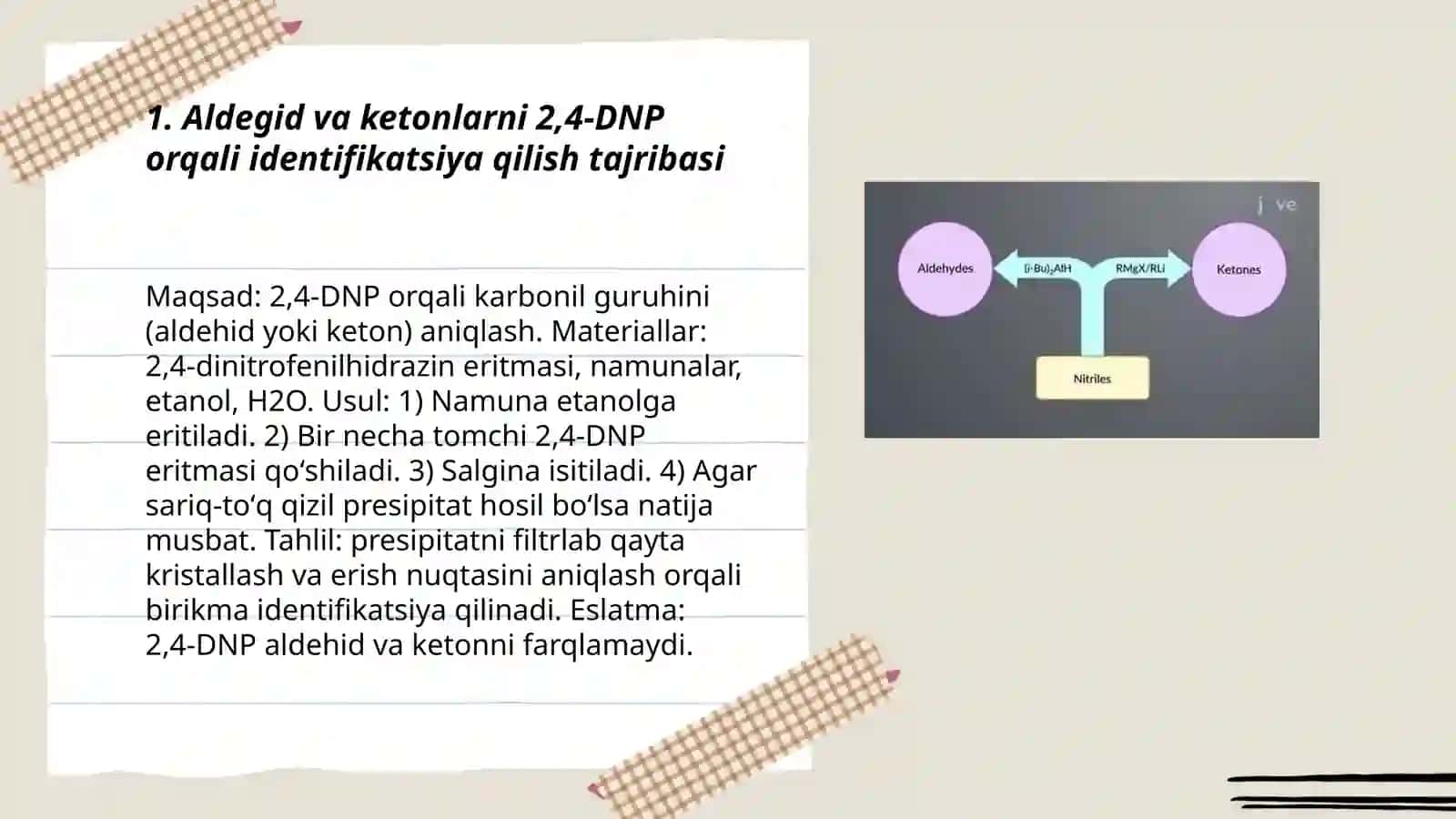 Aldegidlar va ketonlar mavzusini oqitishga oid tajribalar 3