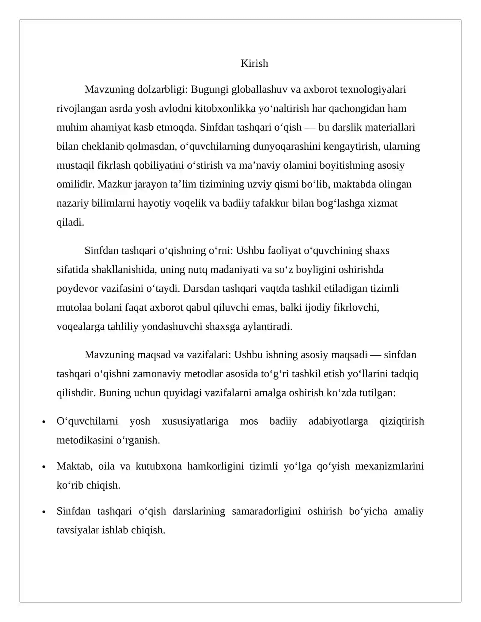 Sinfdan tashqari o‘qish va uni tashkil etish 3
