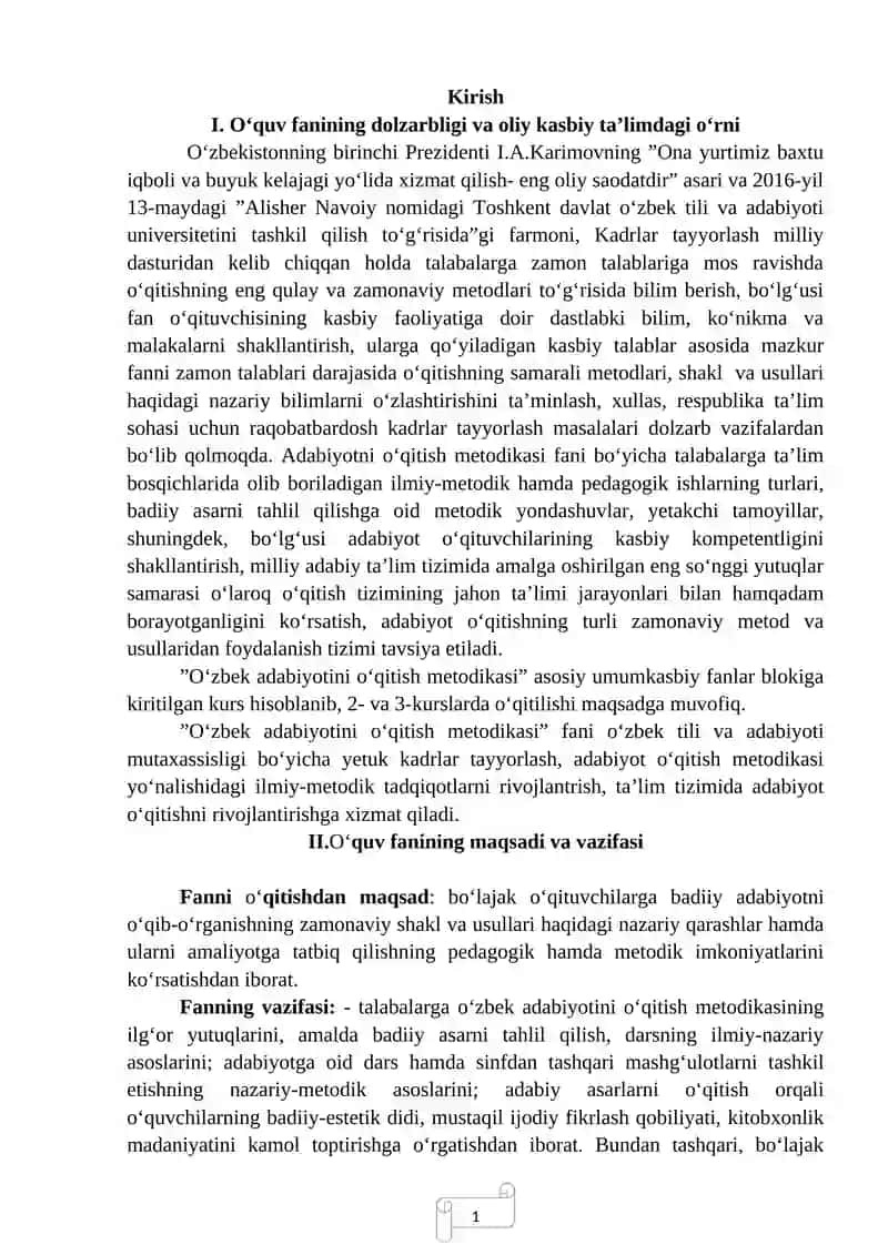 Oʻzbek adabiyotini oʻqitish metodikasi 3