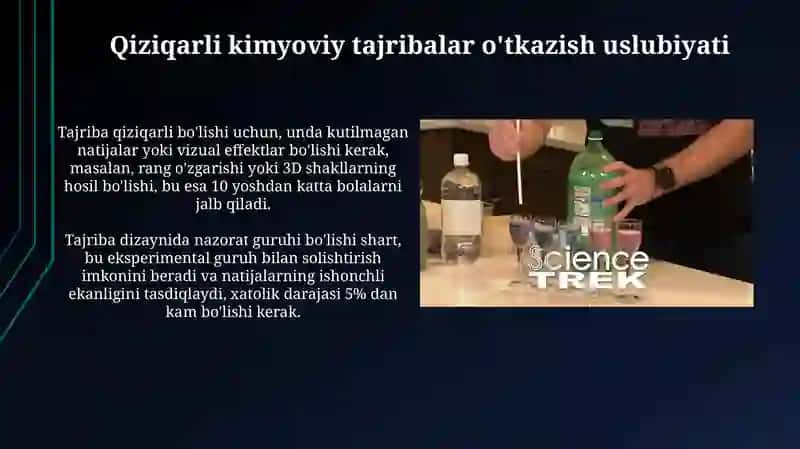 Qiziqarli kimyoviy tajribalar o'tkazish uslubiyati 3