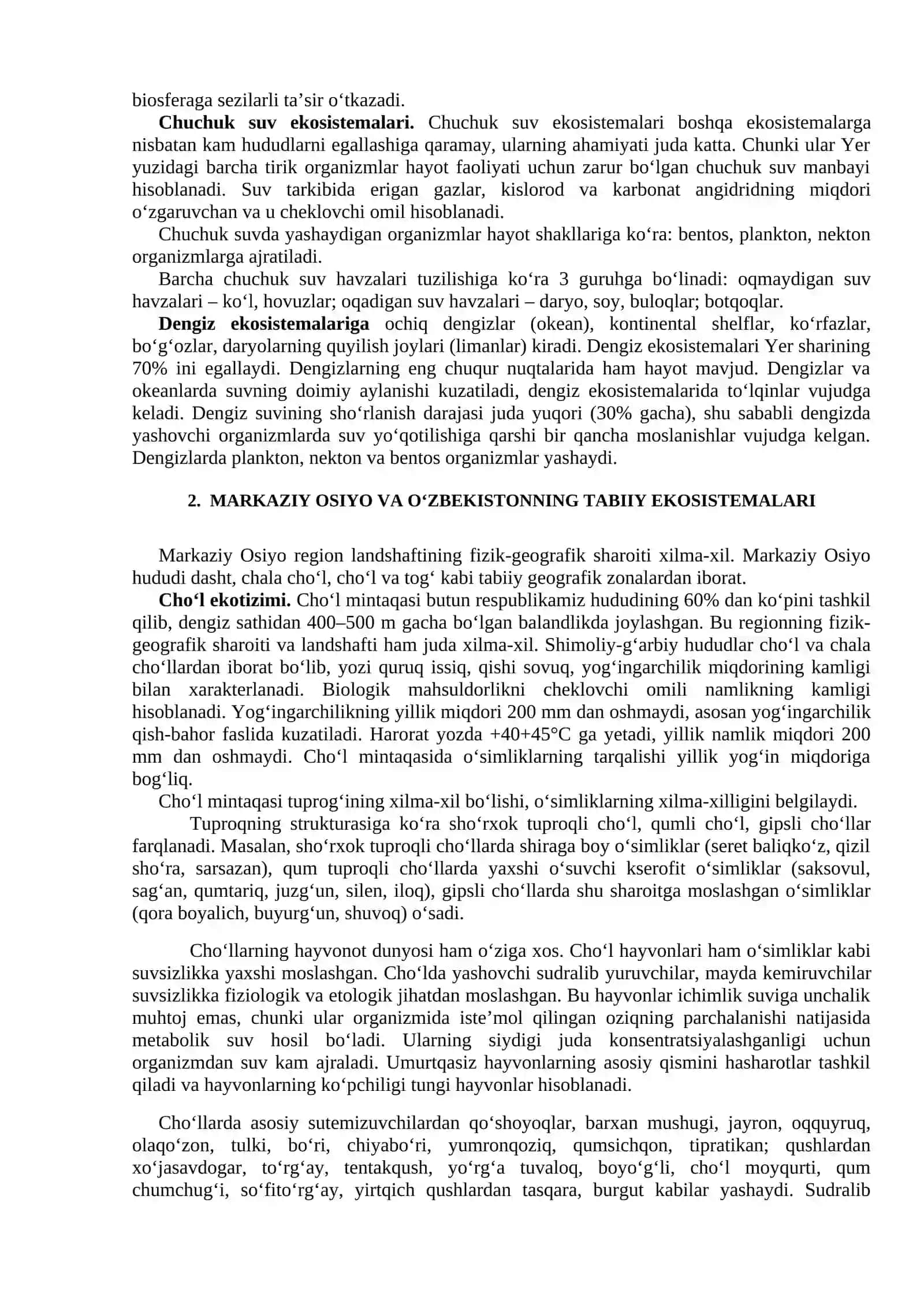 EKOTIZIMLARNING XILMA-XILLIGI. TABIIY VA SUN’IY EKOSISTEMALAR 3