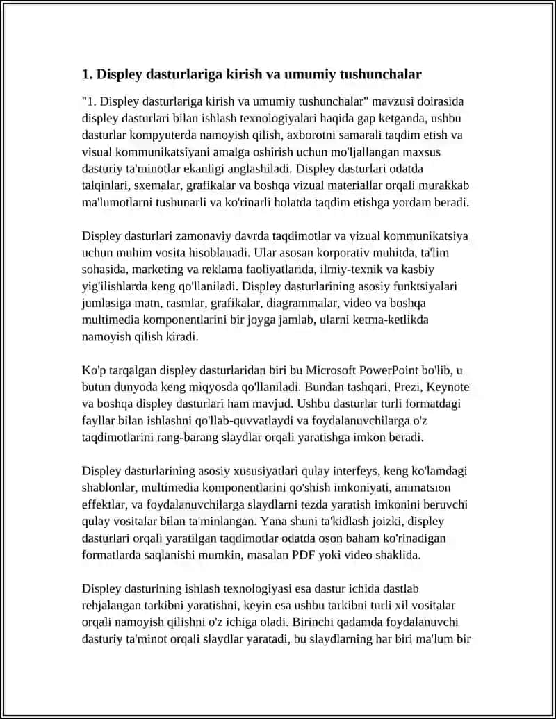 KOMPUYUTERDA DISPLAY DASTURLARI BILAN ISHLASH TEXNALOGIYALARI. NAMOYISH DASTURLARI 3
