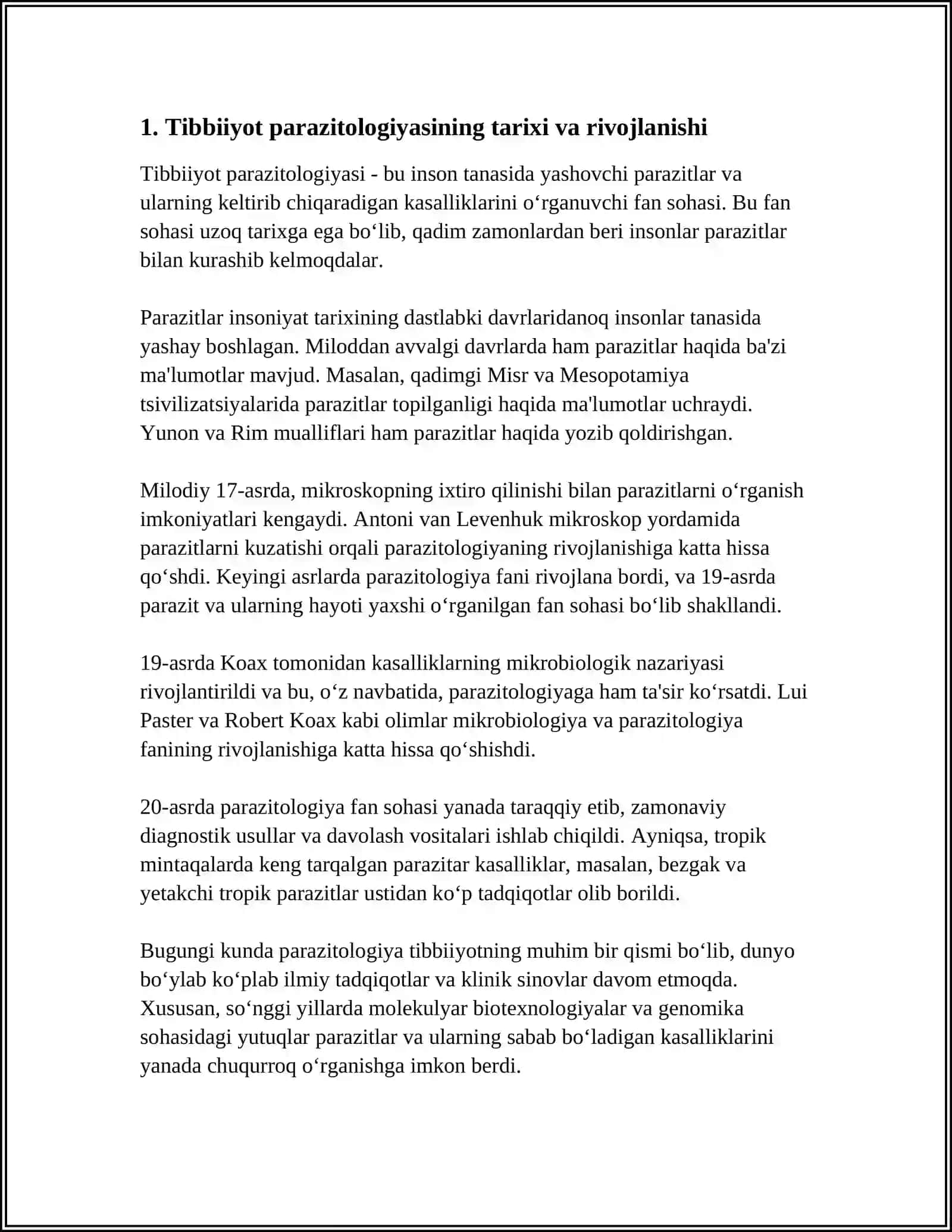 Tibbiyot Parazitologiyasi va Tibbiyot Prozootologiyasi 3