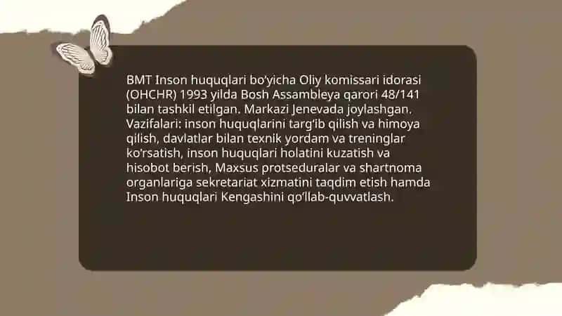 BMT Inson huquqlari bo‘yicha Oliy komissari idorasi (OHCHR) 3