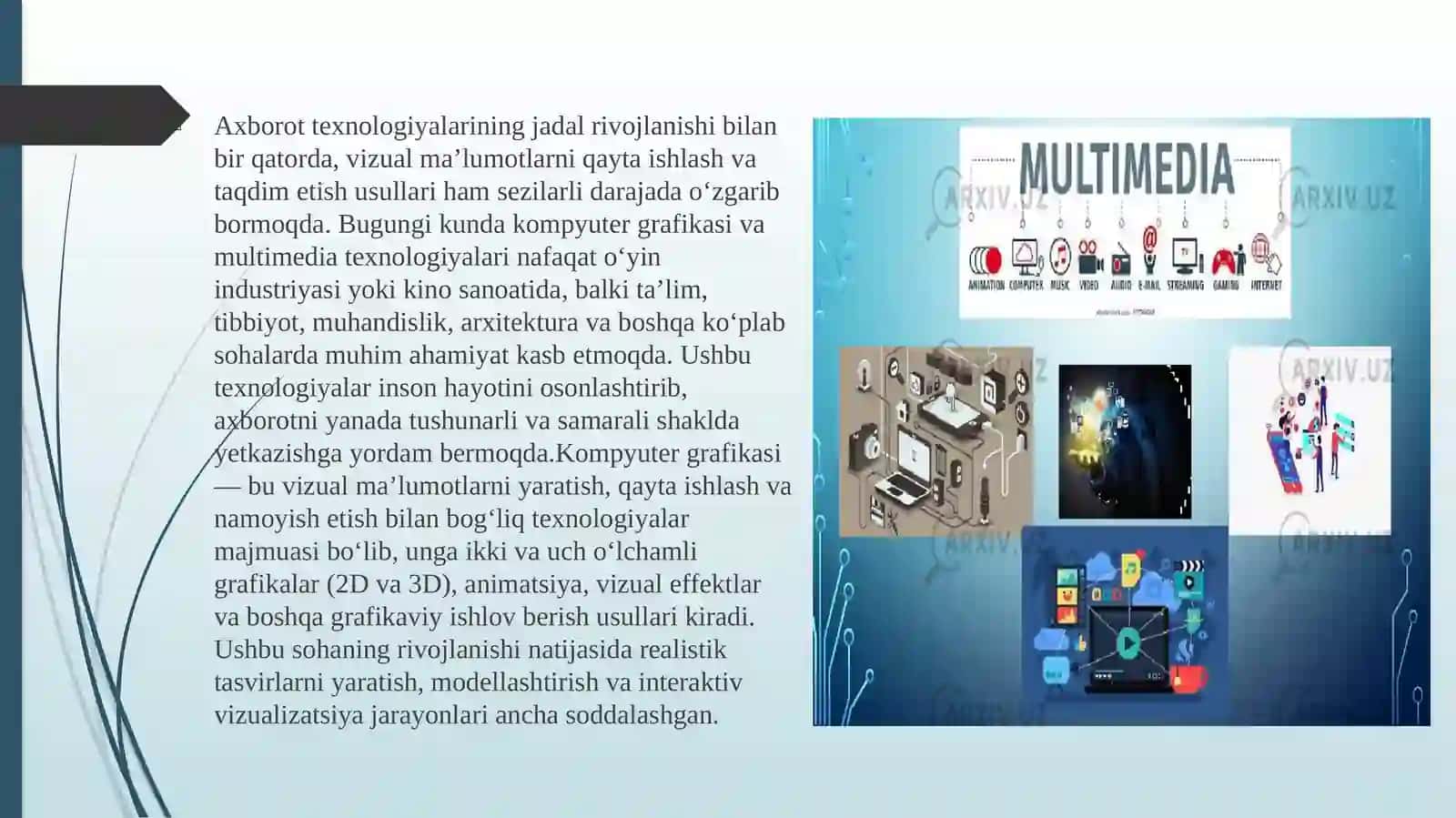 KOMPYUTER GRAFIKASI VA MULTIMEDIALI TEXNALOGIYALAR INTEGRATSIYASI 3
