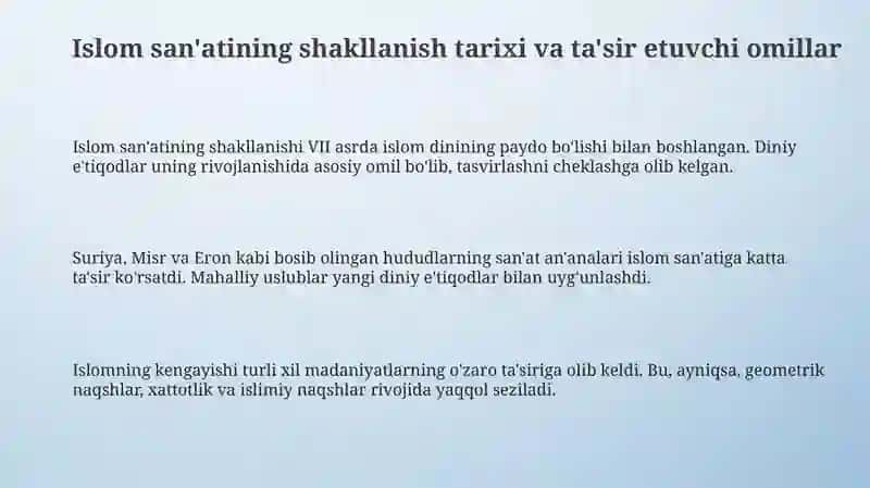 Islom va tasviriy sanat mavzu 3