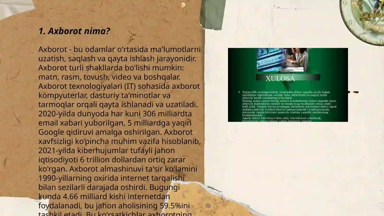 Akademik yozuv va axborot. Axborotning turlari va xususiyatlari 3