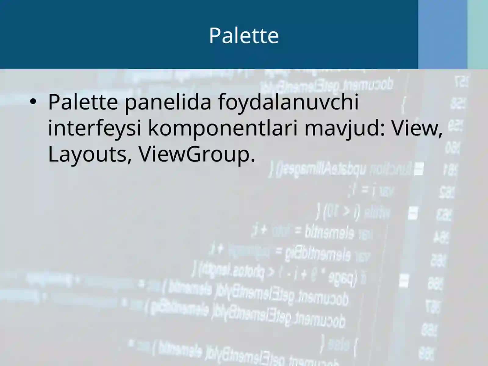 Flutter Android Studioda asosiy komponentalar bilan ishlash Layout, Table, ListView, Grid, List va boshqalar.pptx 3