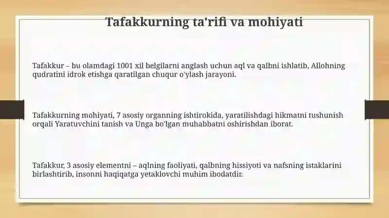 Tafakkur haqida 3
