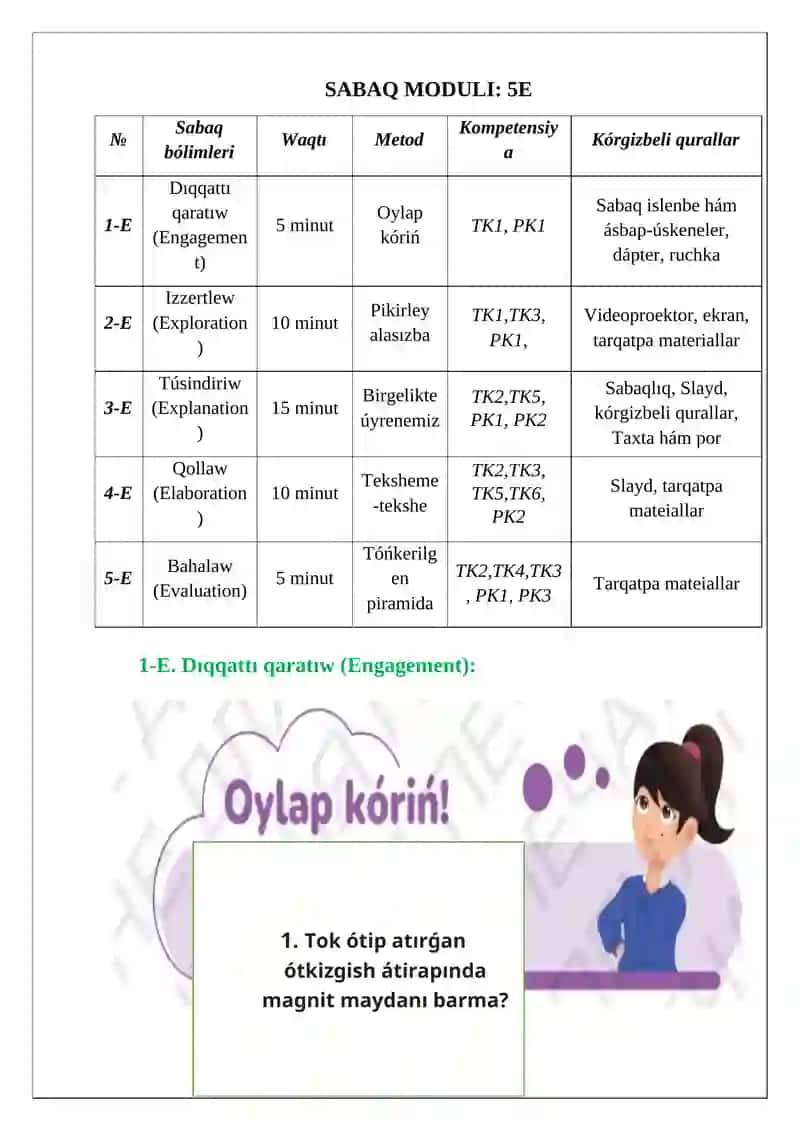"Toktıń magnit maydanı" SABAQ ISLENBESI 3