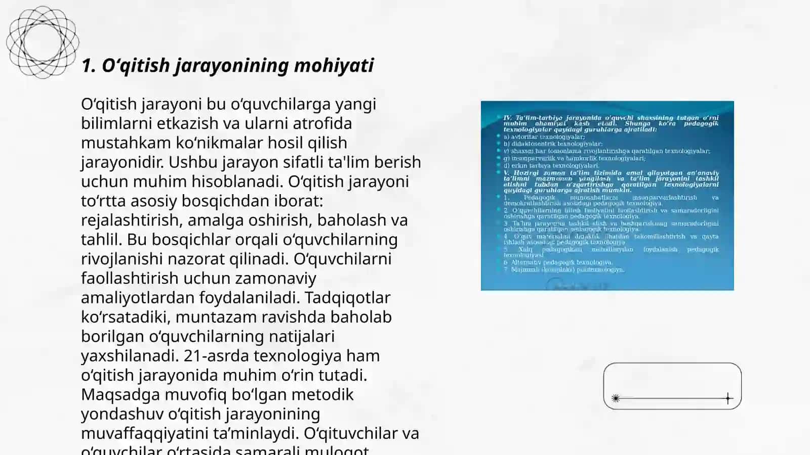 Oʻqitish jarayoning mohiyati,vazifalari,didaktika va xususiy metodikalar haqida tushuncha 3