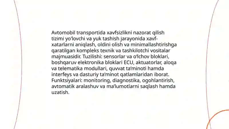 Avtomobil transportida xavfsizlikni nazorat qilish tizimlari 3