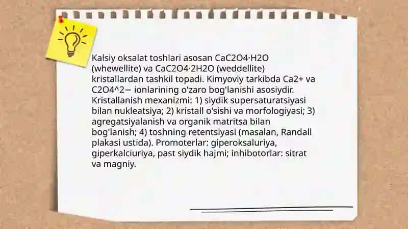 Tosh kasalliklarining kimyoviy asoslari 3
