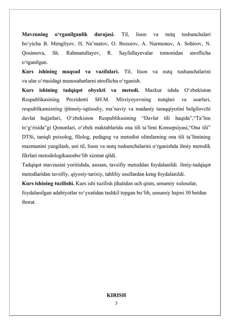 "Til, lison va nutq:til birligi, lisoniy birlik va nutqiy birlik" 3
