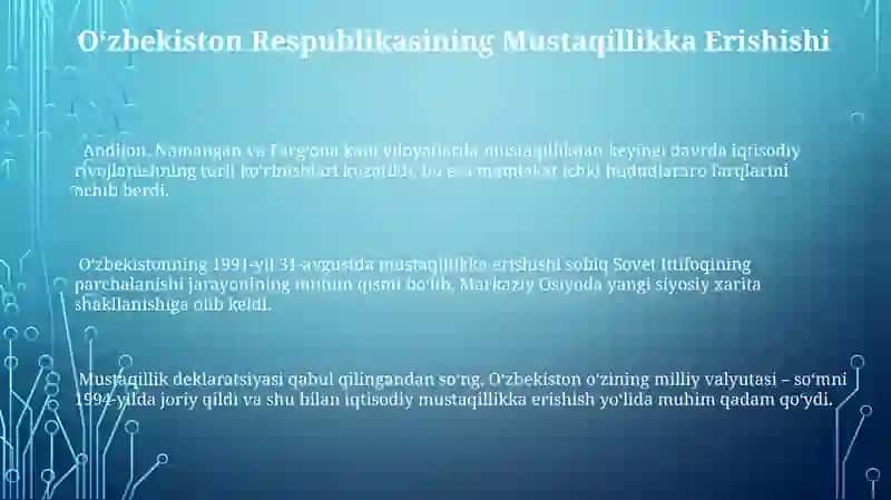 Mustaqillik Oʻzbekiston Respublikasining tashkil topishi va uning ahamiyati 3