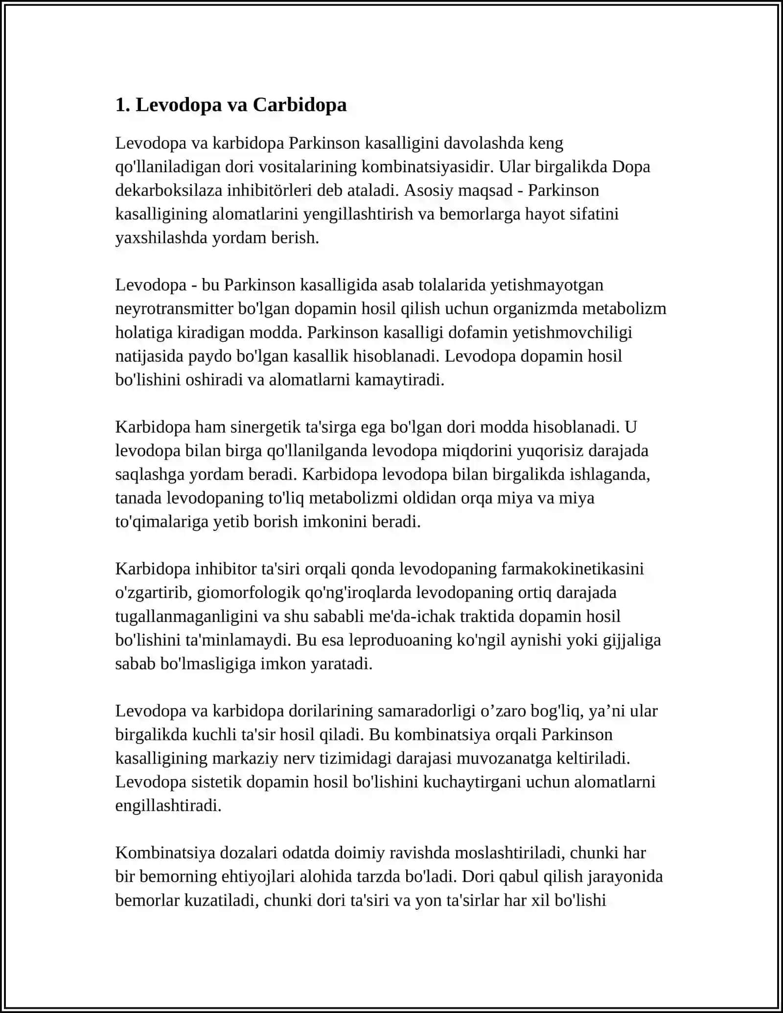Parkinson kasalligini davolashdagi dori vositalar 3