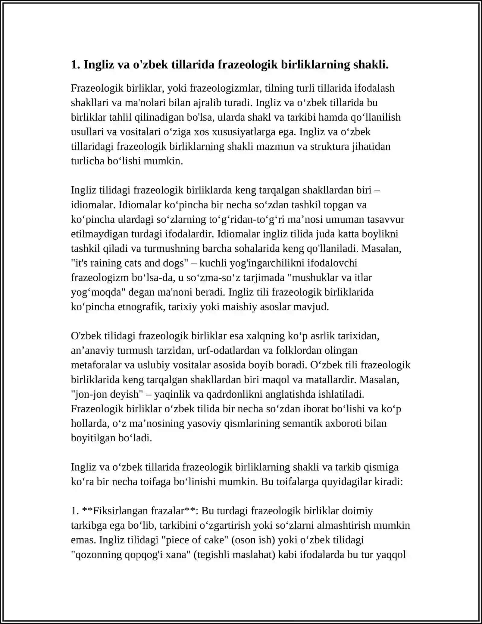 INGLIZ TILI VA O'ZBEK TILIDA FRAZEOLOGIYANING UMUMIY VA FARQLI TOMONI 3