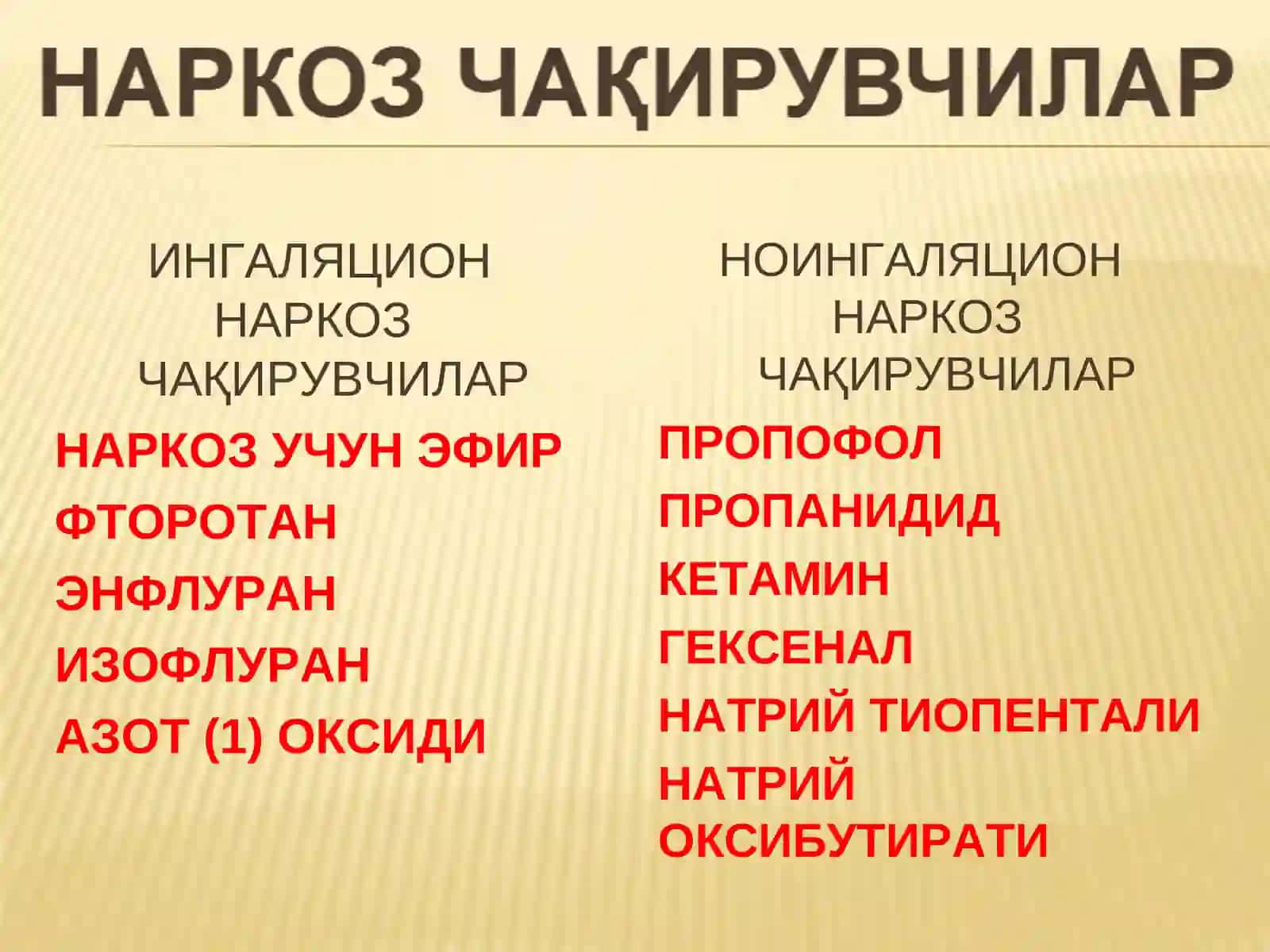 Наркоз чақирувчи воситалар 3