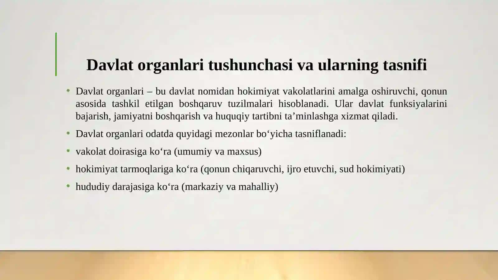 Umumiy va maxsus vakolatli davlat organlarining faoliyati va vakolatlari 3