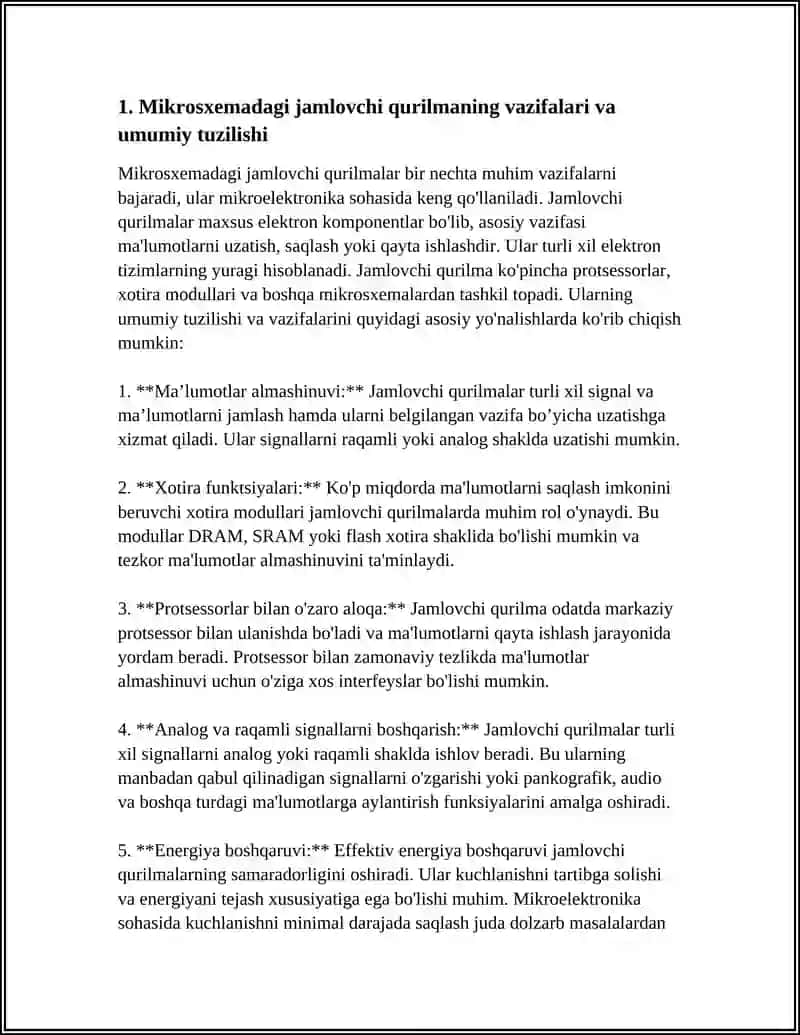 MIKROSXEMADAGI JAMLOVCHI QURILMANI TEXNIK KOʻRSATKICHLARI VA TADBIQI 3