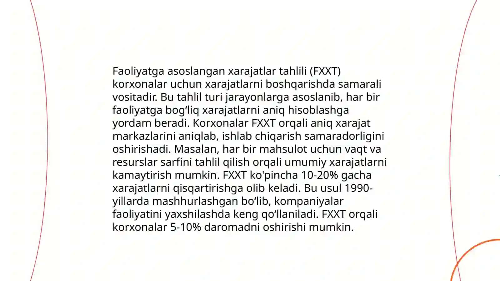 Faoliyatga asoslangan xarajatlar tahlili (FXXT) 3