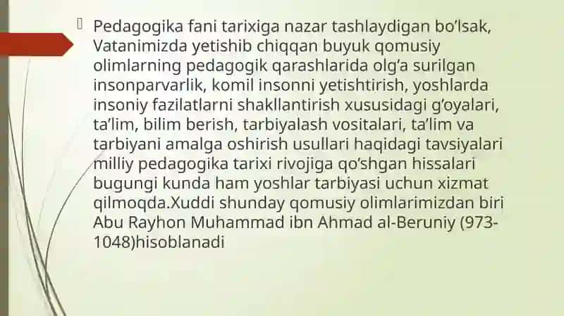 ABU RAYHON BERUNIYNING TA’LIM TARBIYAVIY QARASHLARI 3