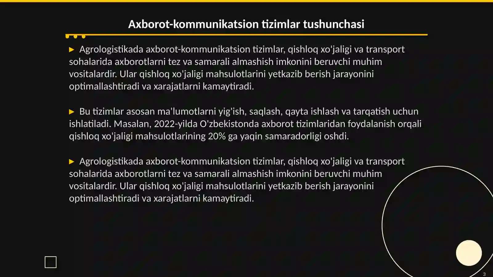 Agrologistikada axborot kommunatsion tizimlari va texnologiyalari 3