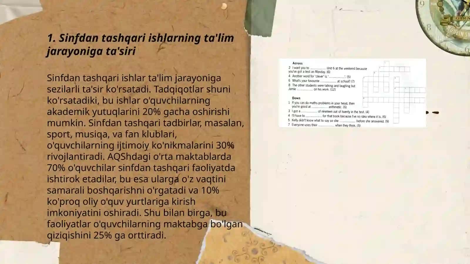 Sinfdan tashqari ishlarning qanday ahamiyati bor? 3