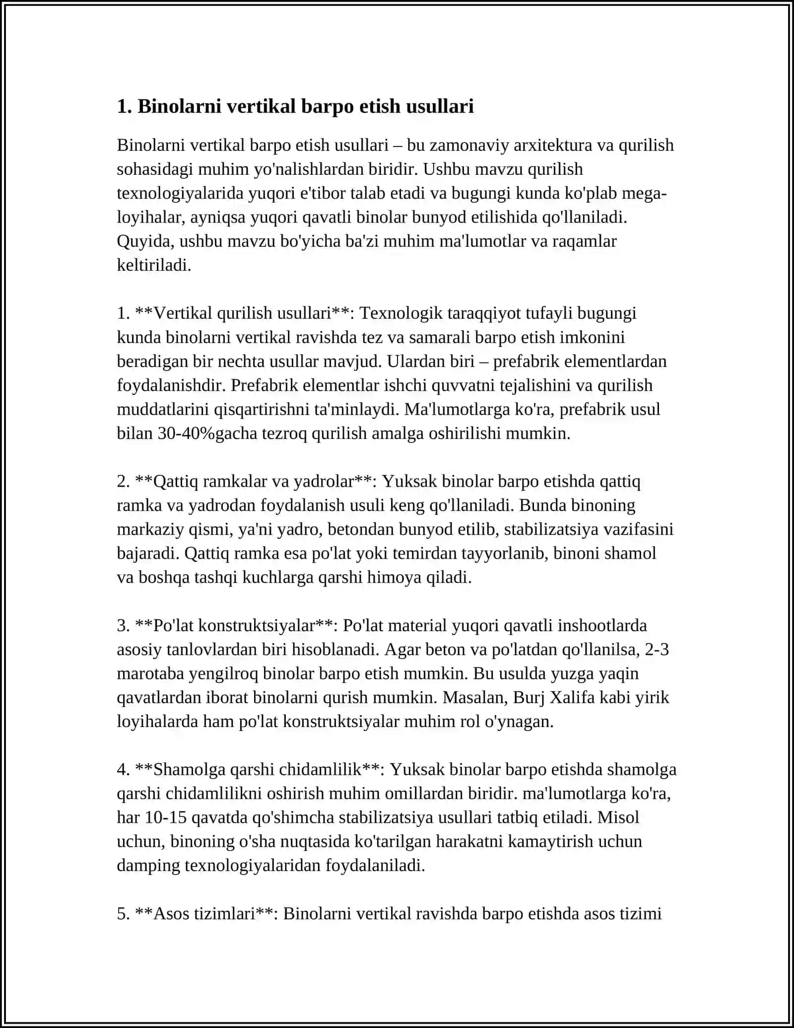 REFERAT Mavzu: BINOLARNI VERTIKAL SILJIYDIGAN QOLIPLARDA BARPO ETISH 3