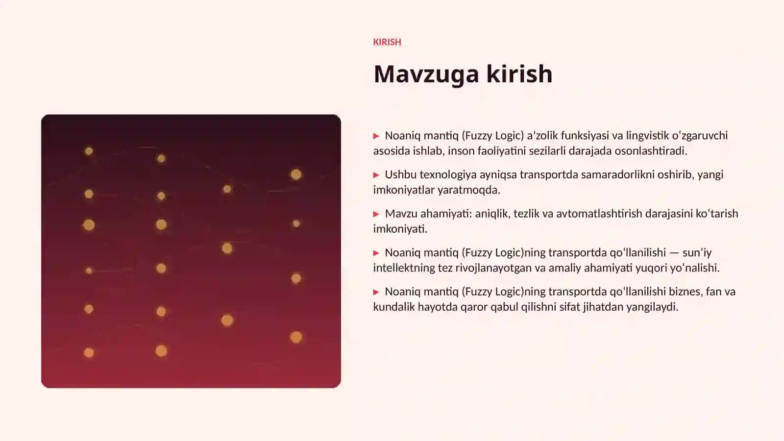 Noaniq mantiq (Fuzzy Logic)ning transportda qoʻllanilishi 3