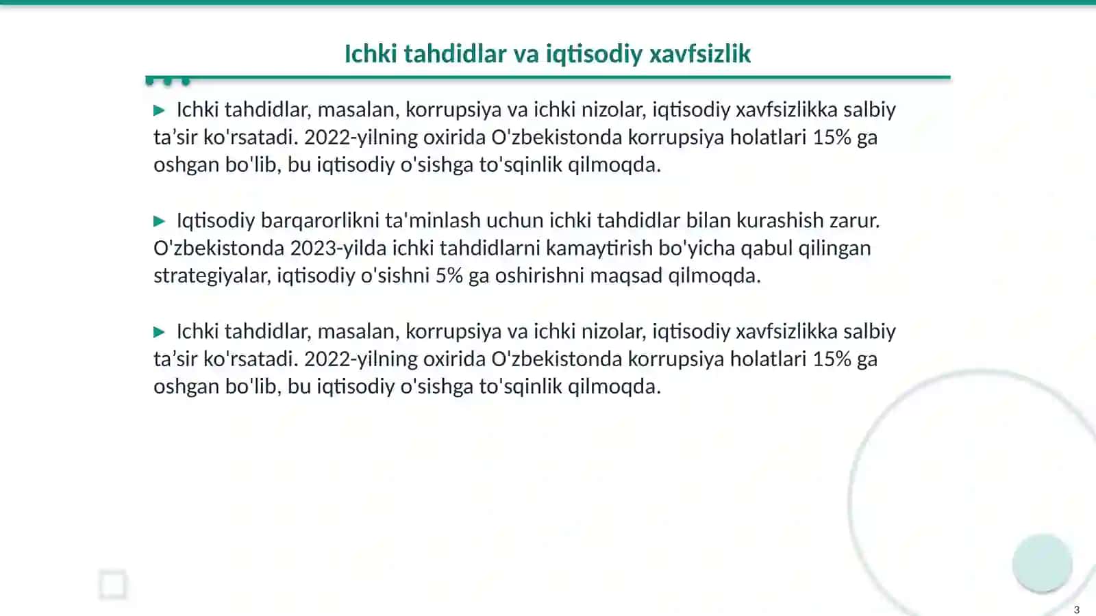 Ichki va tashqi tahdidlarning iqtisodiy xavfsizlikka ta’siri 3