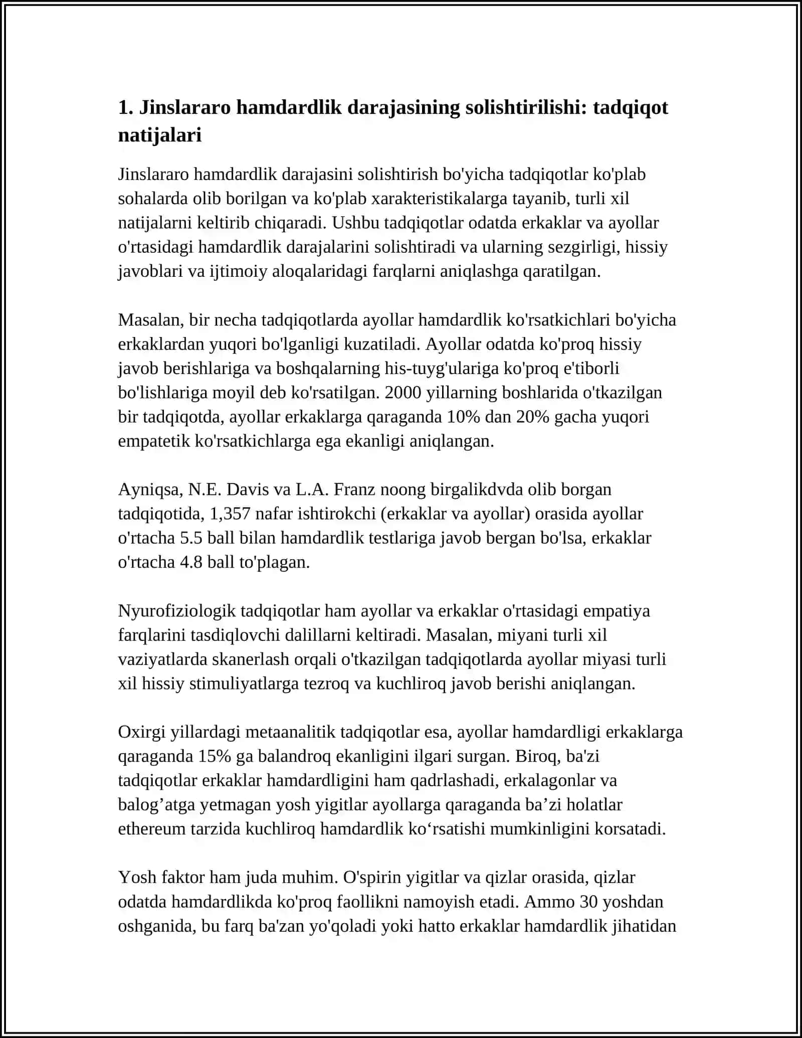AYOL VA ERKAKLARNING EMPATIYASI:TADQIQOT NATIJALARI 3