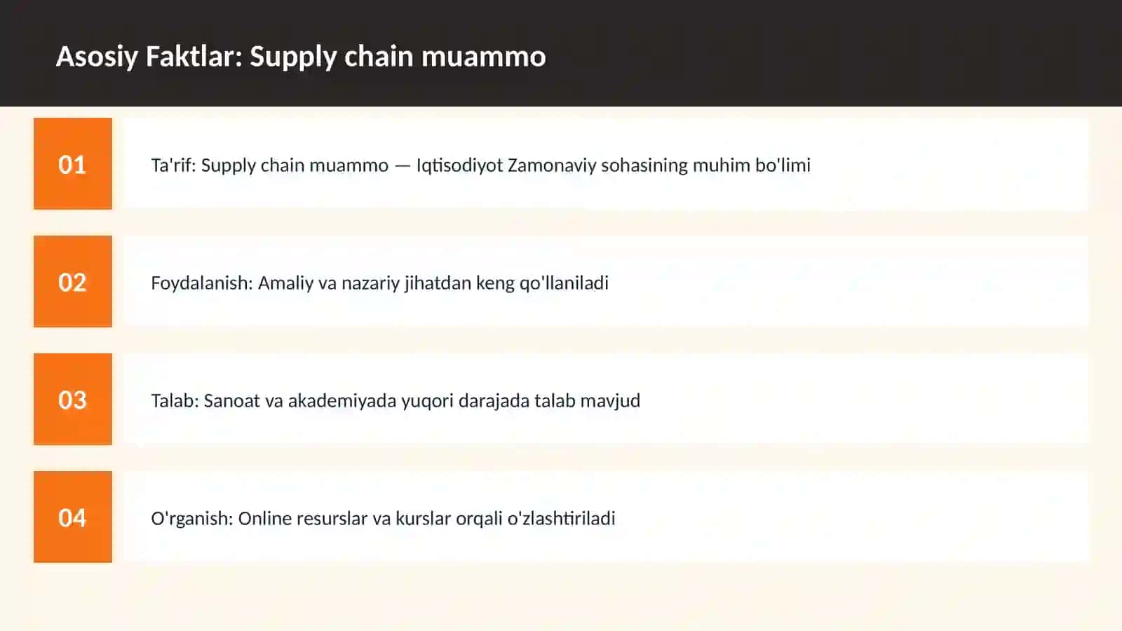 Supply chain muammo 3
