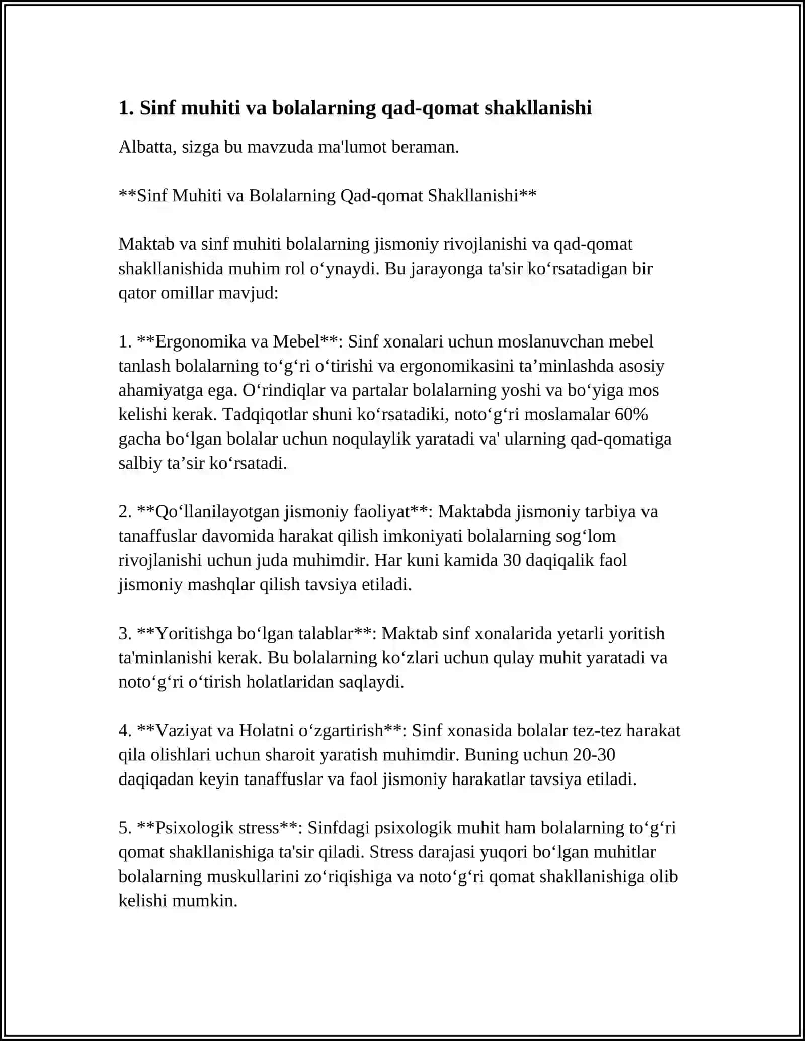 Sinf Muhiti va Bolalarning Qad-qomat Shakllanishi 3