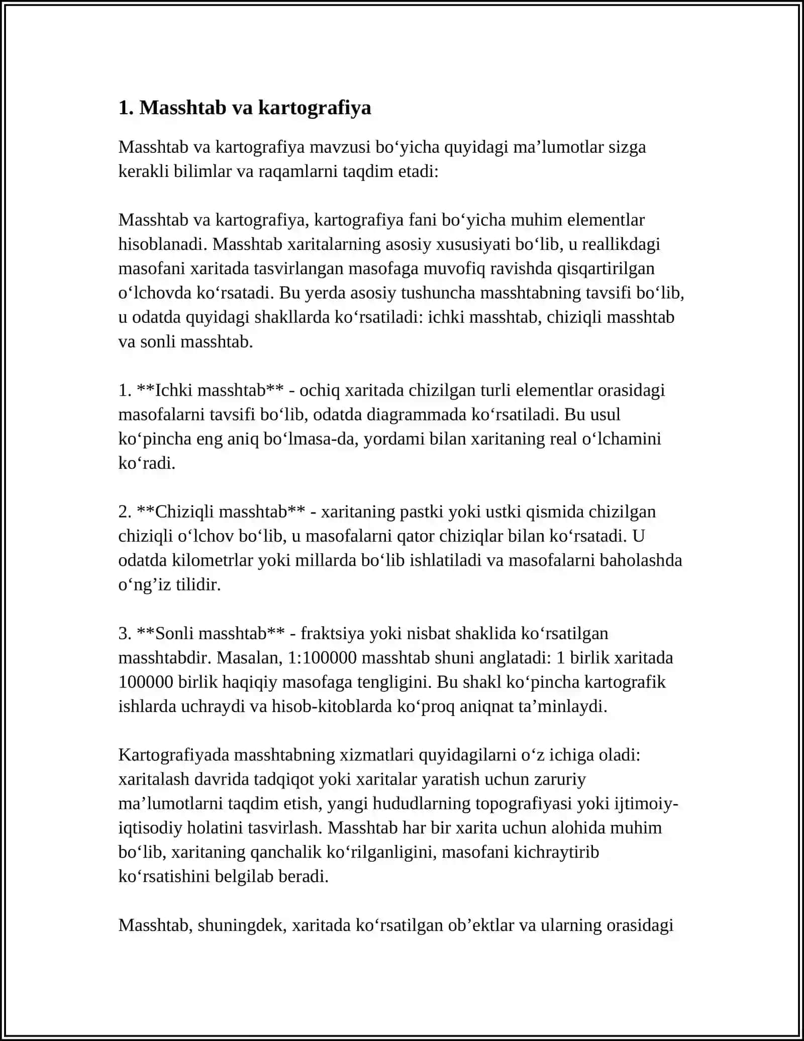 Masshtab va kartografiya 3