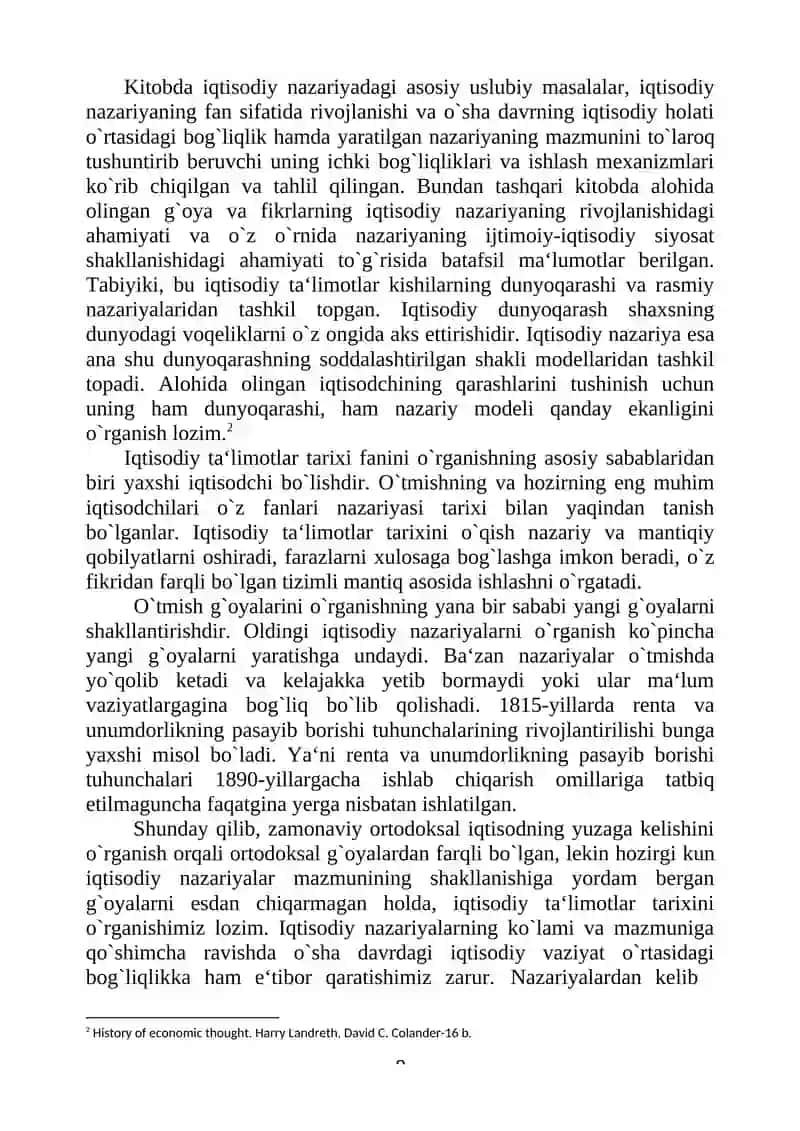 IQTISODIY TA`LIMOTLAR TARIXI FANINING 3