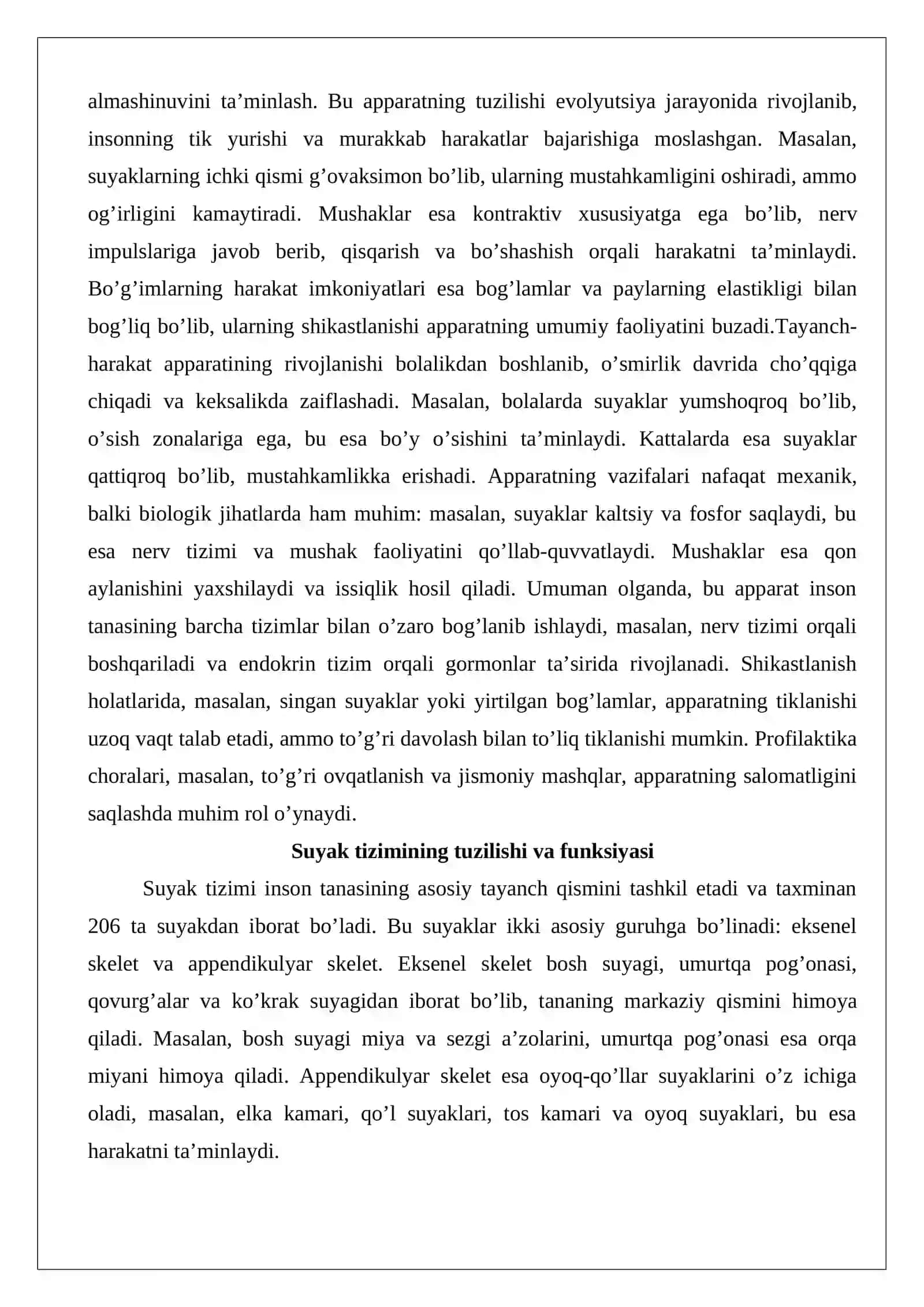 Tayanch-harakat apparatining o’ziga xos xususiyatlari 3