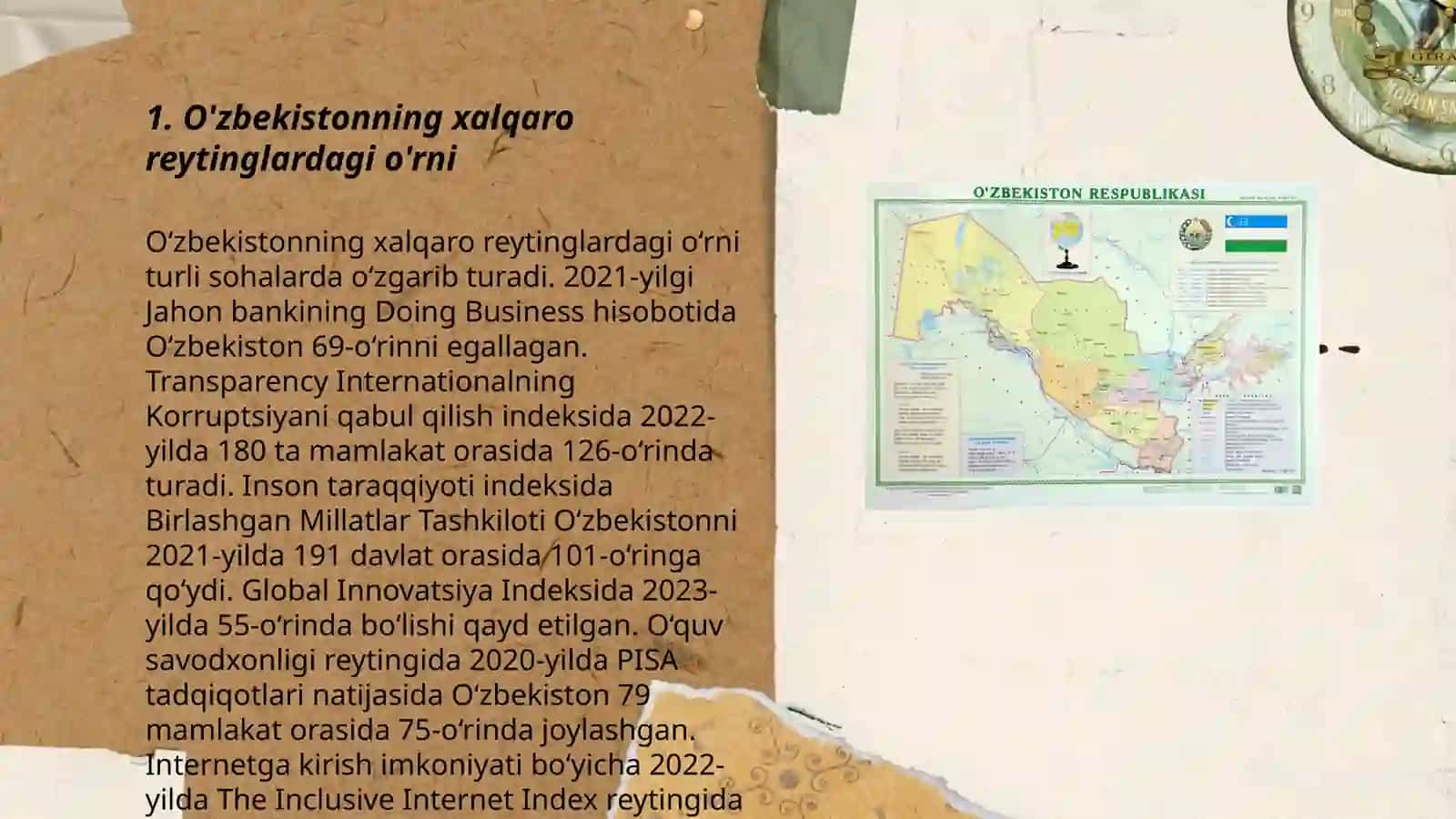 O'zbekiston Respublikasining xalqaro reyting va indekslardagi o'rni 3