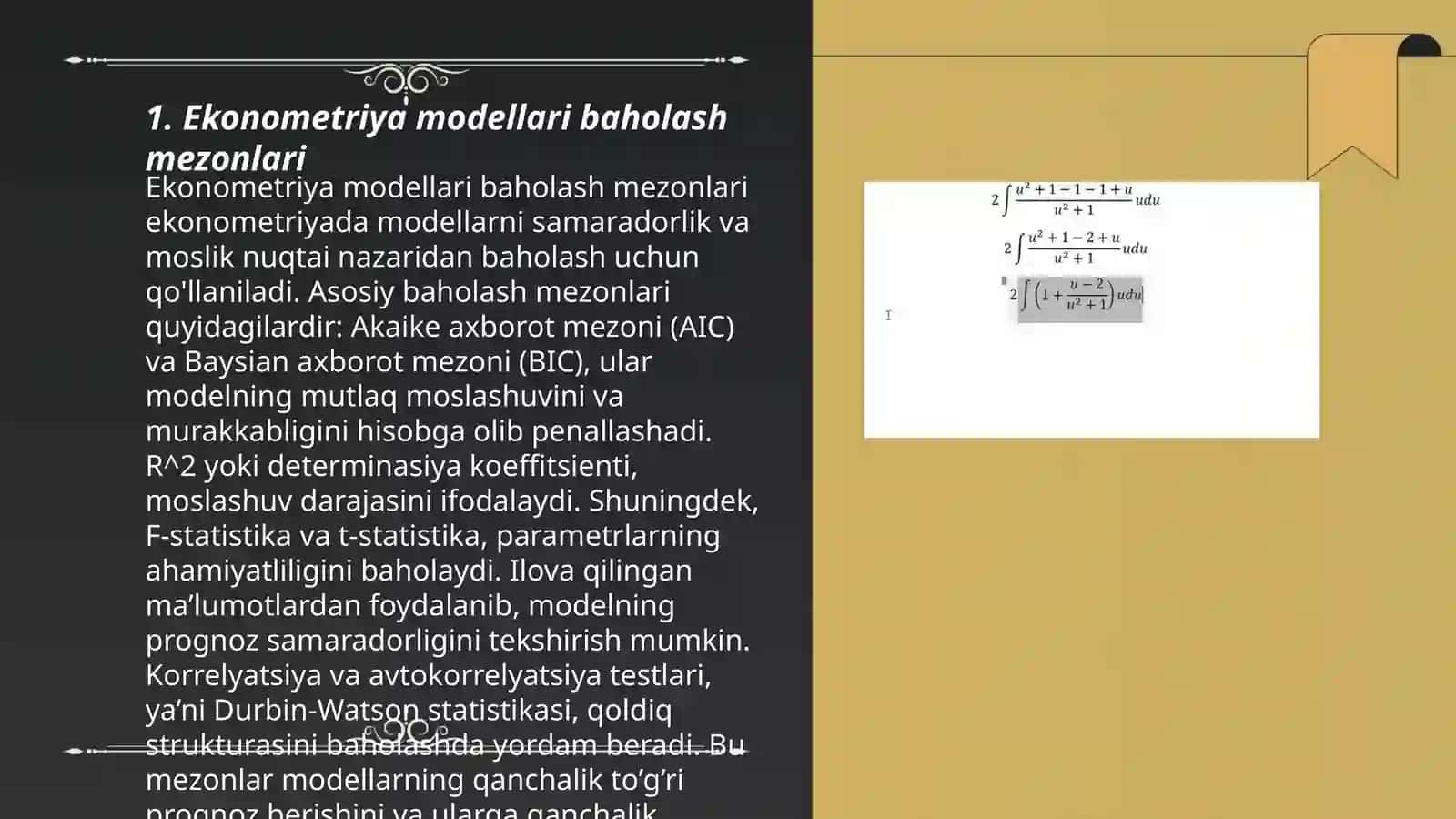 Ekonometrik modellarning sifatini umumiy baholash 3