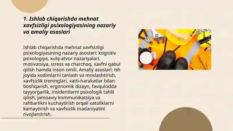 Ishlab chiqarishda mehnat xavfsizligini ta'minlash psixologiyasi 3