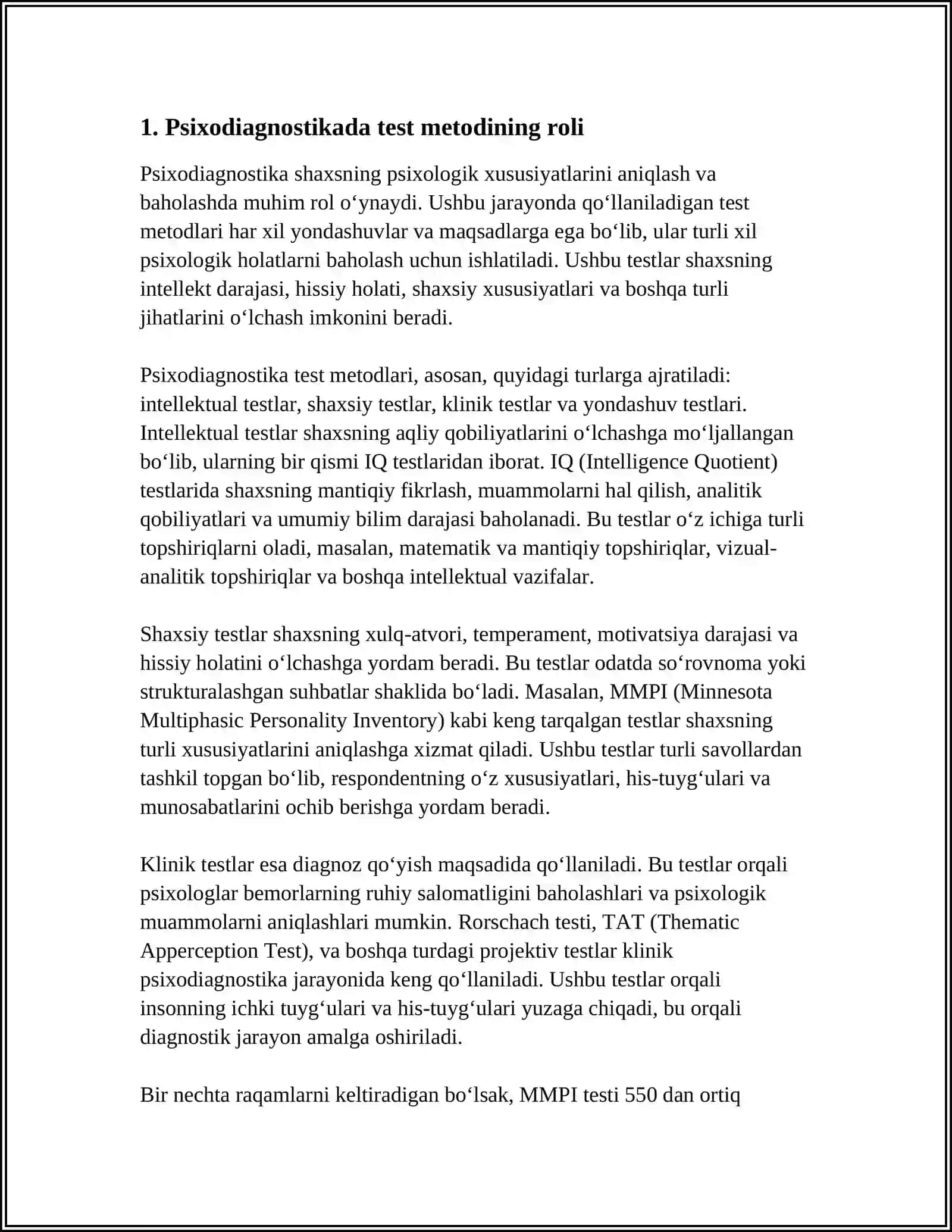 PSIXODIAGNOSTIKANI OʻTKAZISHDA TEST METODIDAN FOYDALANISH 3