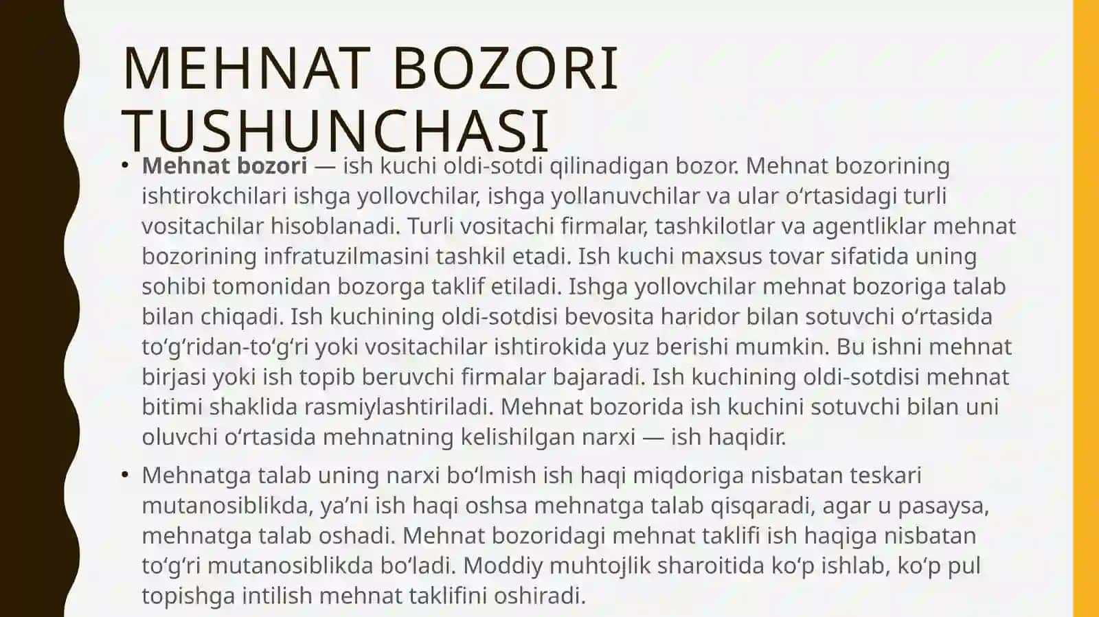 Mehnat bozorining turlari va mehnat bozorini tartibga solish usullari 3