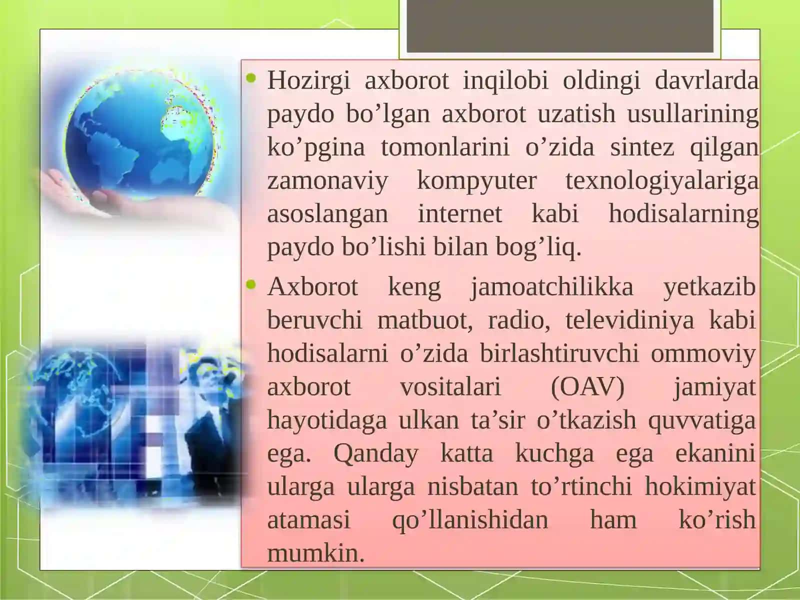 AXBOROTNING JAMIYATDAGI O‘RNI VA HAMIYATI 3