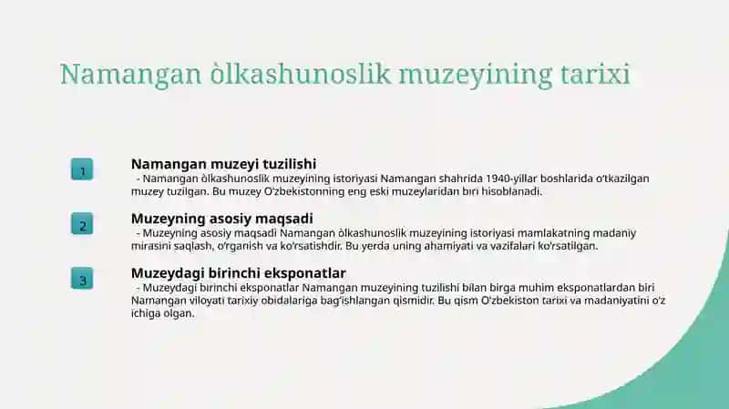 Namangan òlkashunoslik muzeyi haqida umumiy tushuncha 3