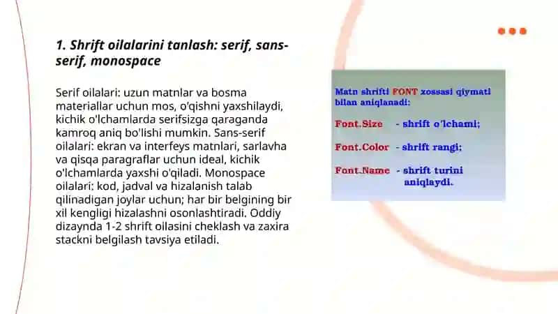 Shrift turi, o'lchami va ranginj o'zgartirish. Matnni tekislash 3